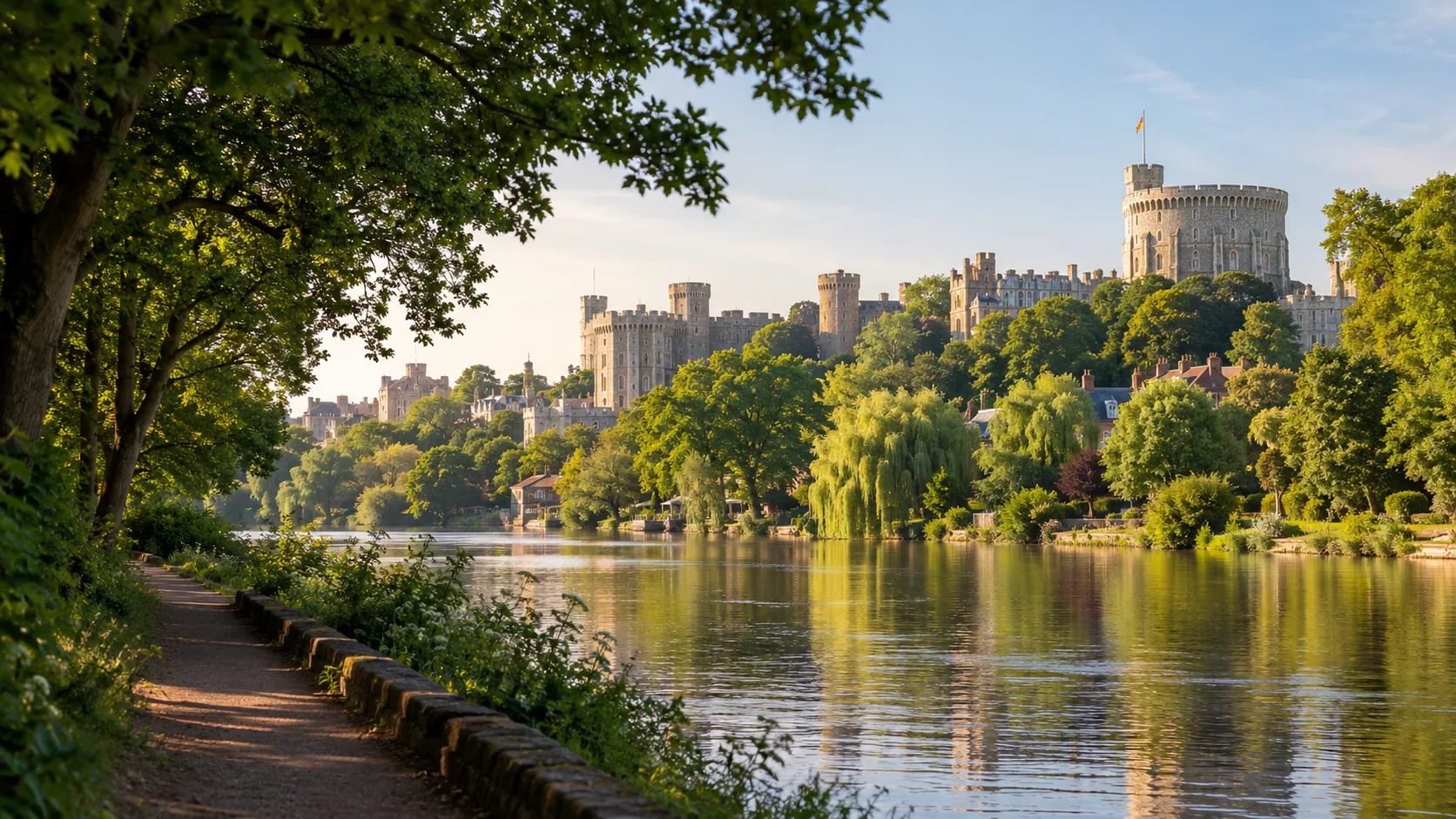 Illustrative Windsor Castle above the riverside
